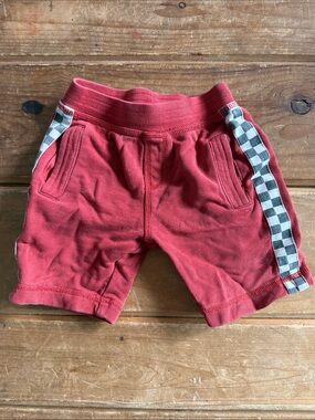 Tea Collection Red Kids Shorts with Check Side Trim